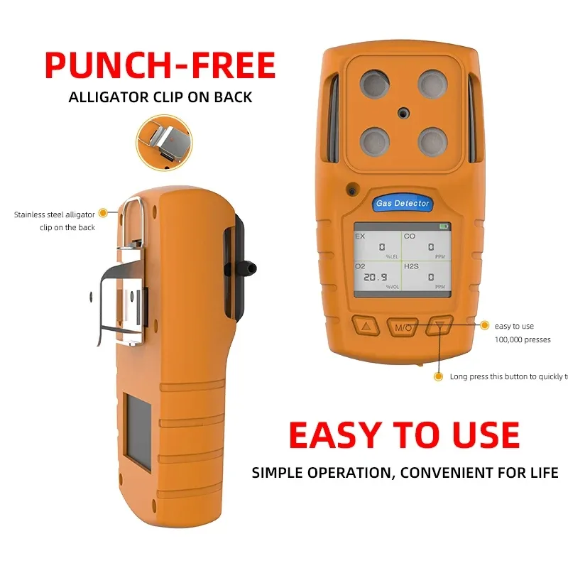 Fabricante de Safewill, precio a granel, portátil, CO H2S, O2, CH4, Monitor de prueba 4 en 1, Analizador de gas múltiple, Detector de gas radón