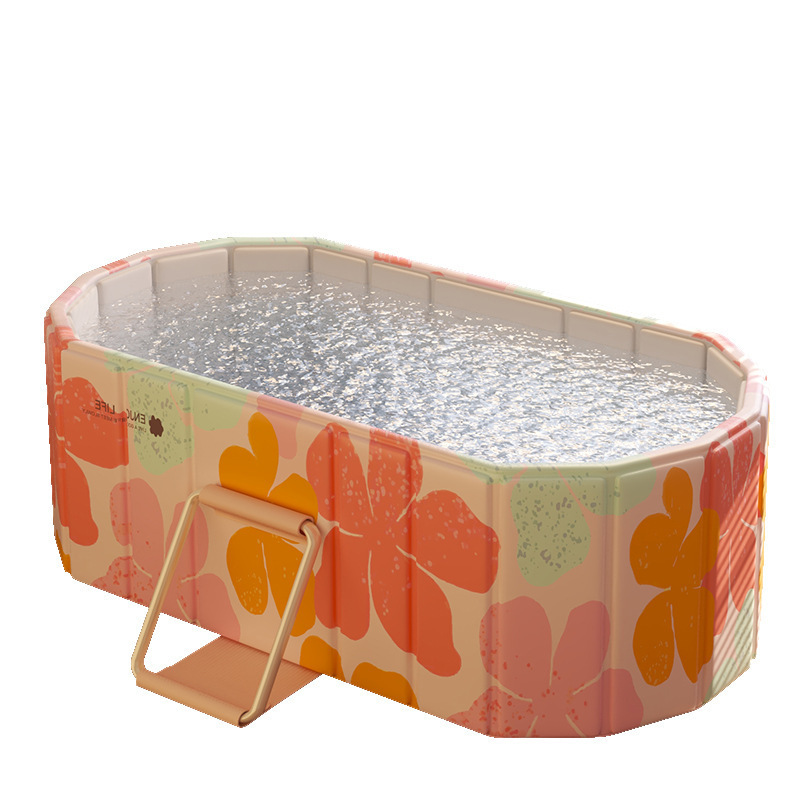 Baignoire pliante à panneau rose floral de 1,2 mètre avec couvercle isolé