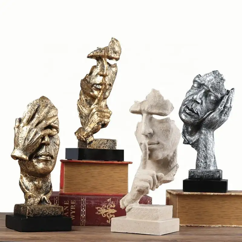 Office Home Decor Creatieve Abstracte Mannen Beeldje Sculpturen Zwijgen Standbeeld Denker Standbeeld Hars Ambachtelijke