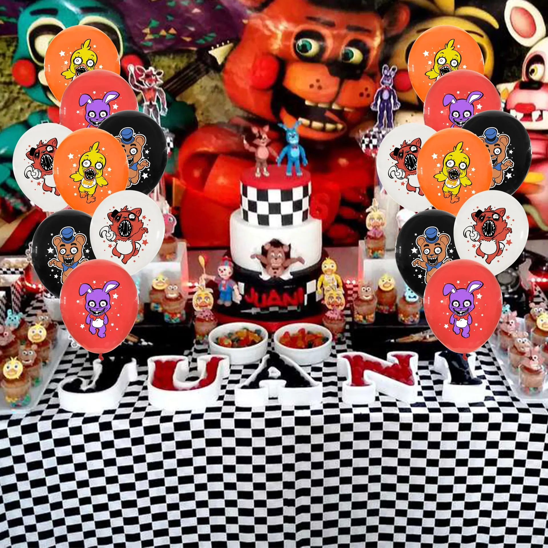 Event party supplies five nights of Balloon Happy Birthday Banner Happy Birthday Decoration Cake Topper Set of birthday Freddy