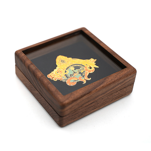 Yüksek son katı ahşap kutu pencere Flip hatıra parası rozet kutusu. - Product Image 3