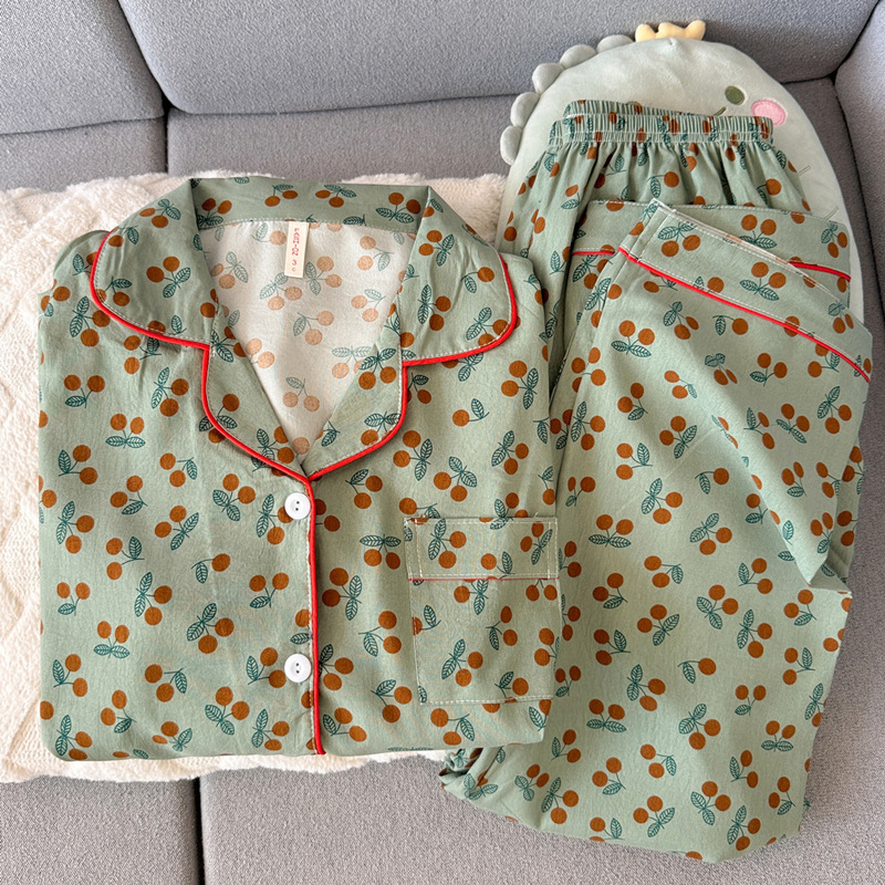 MintCherryPrintPajamaSet