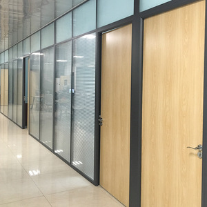 Vertical Double Tempered Glass Modular Demountable Office Partition Easy to Assemble Office <strong>Division</strong> System - Product Image 1
