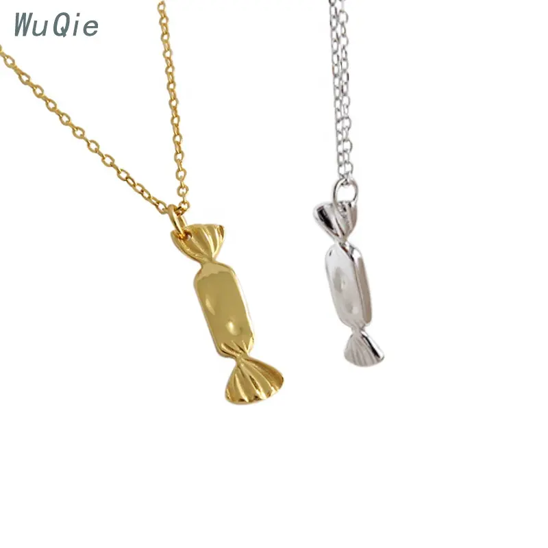 Wuqie — collier pendentif en argent Sterling 925 pour filles, bijoux créatifs de haute qualité, en forme de bonbons, plaqué or