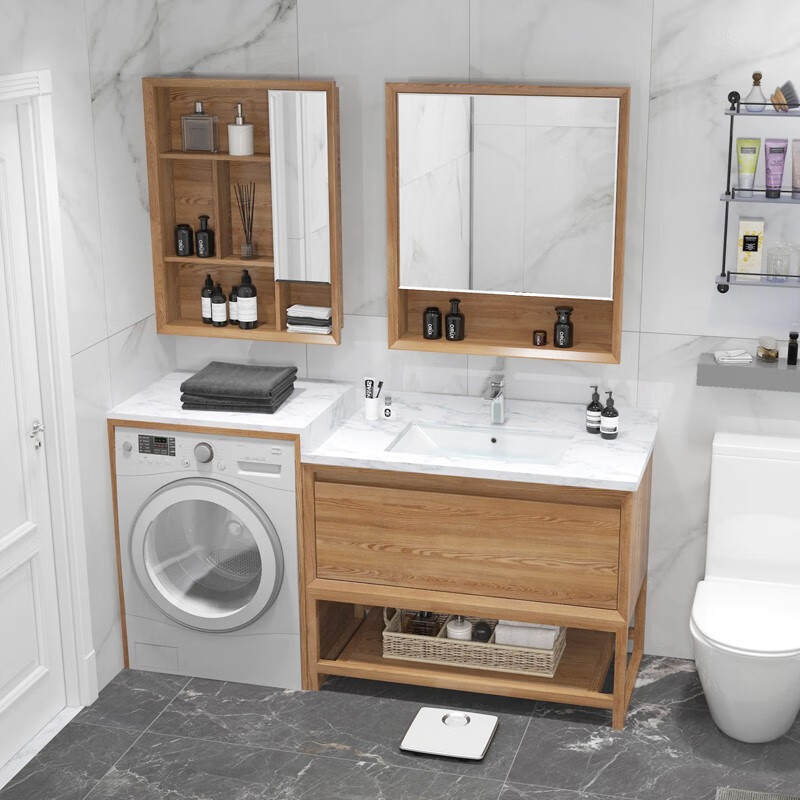 12m stone slab under-counter basin-mirror cabinet set