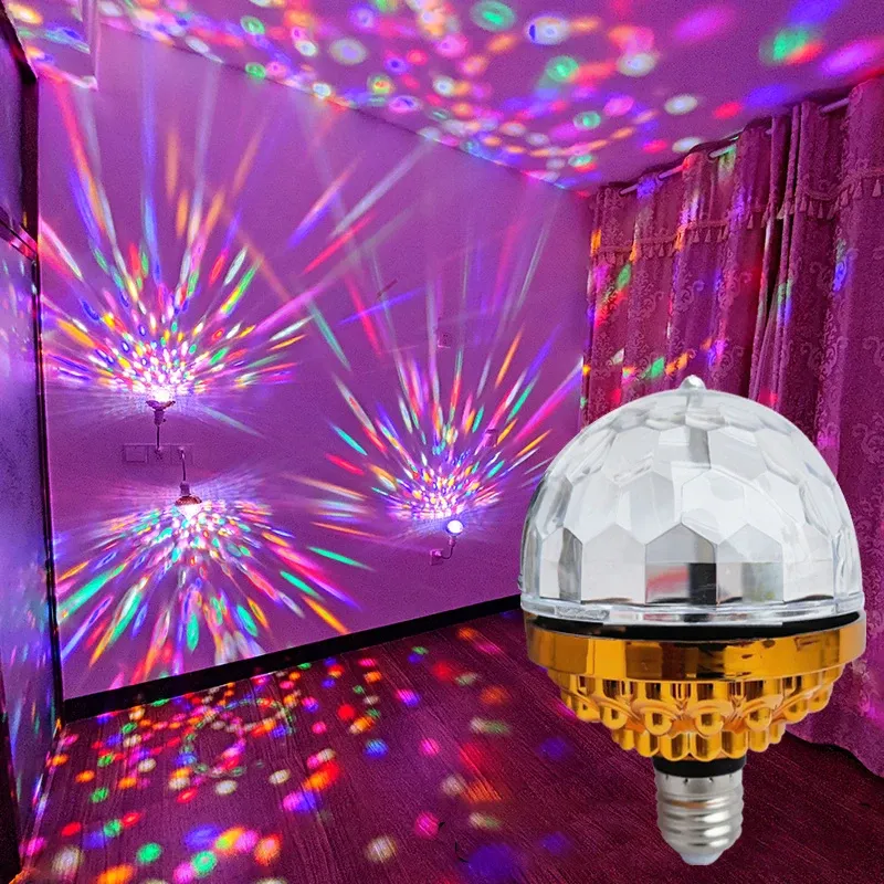 Lampe de projection RVB E27 coloré barre rotative automatique lampe de scène Disco cristal boule magique Club DJ danse fête atmosphère lampe