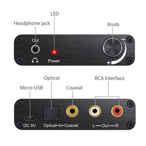 Igital a nalog onverter 192kHz upupupupupports oluolume control igigital oaxial axial Ito to a nnalog tereo/R 3,5mm ACK udio - Product Image 5