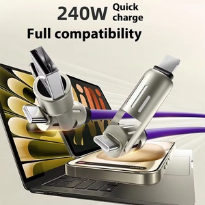 Super Fast 4-in-1 Charging USB-C Cable RGB Colour LED Data Cable for Laptop Tablet Android &amp; IOS Devices - Product Image 4