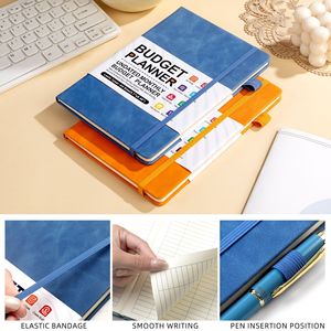 Custom A5 piano settimanale e mensile Cash Budget Planner Notebook copertina in pelle fogli 100 inglese manuale con Logo stampato - Product Image 4