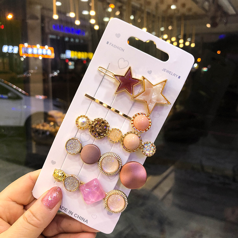 Ensemble de 5 pinces à cheveux roses