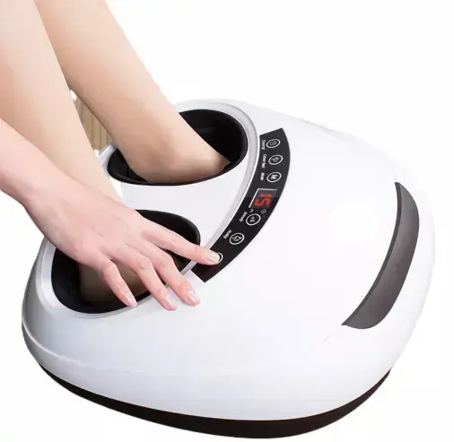 Machine de massage des pieds avec pétrissage profond à distance et massage des pieds avec chaleur pour les muscles fatigués.