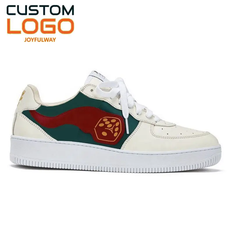 OEM/ODM Mens personalizado Sapatos branco Unisex AirF luxo Couro Genuíno Sneaker Sola de Borracha personalizado Para As Mulheres