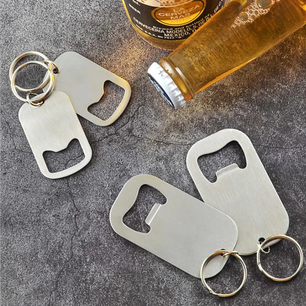 Unique stainless steel mini keychain beer opener metal bottle can opener for party