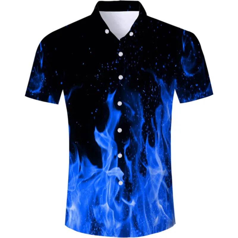 Fitspi Herren hemd Kurzarm Neuheit 3D Muster Urlaub Sommer Slim Fit Top T-Shirt Großhandel