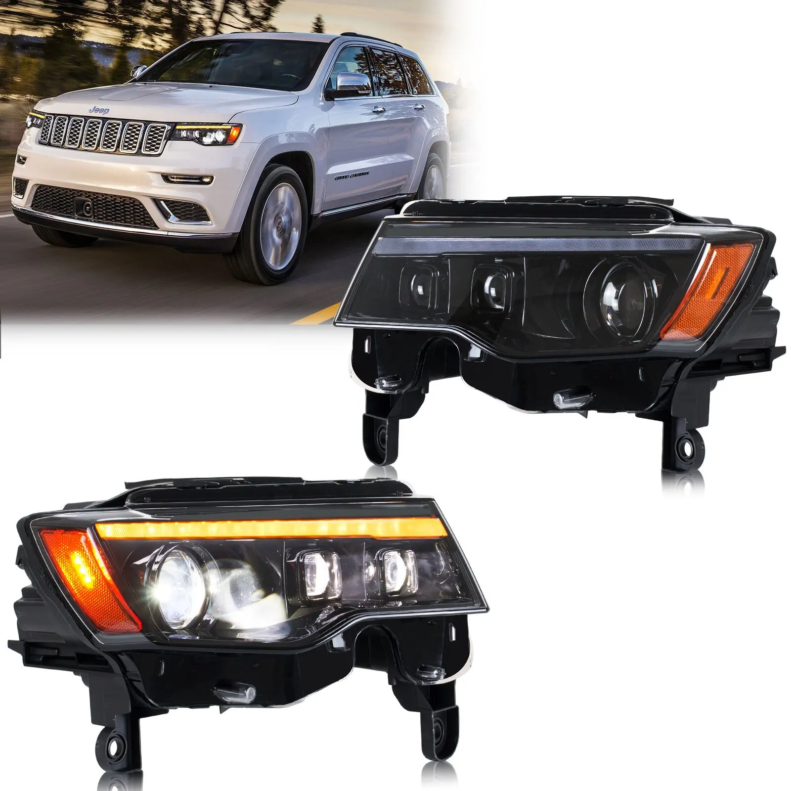 Auto-Onderdelen Koplampen Led Lamp Voor Jeep Grand Cherokee 2017 2021 4e Gen Wk2 Projector Dynamische Richtingaanwijzer