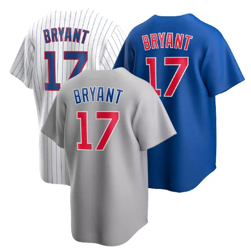 Camiseta de béisbol de manga corta para hombre, uniforme de los Cubs de alta cantidad, 17 BRYANT, personalizada, venta al por mayor, 2021, Chicago