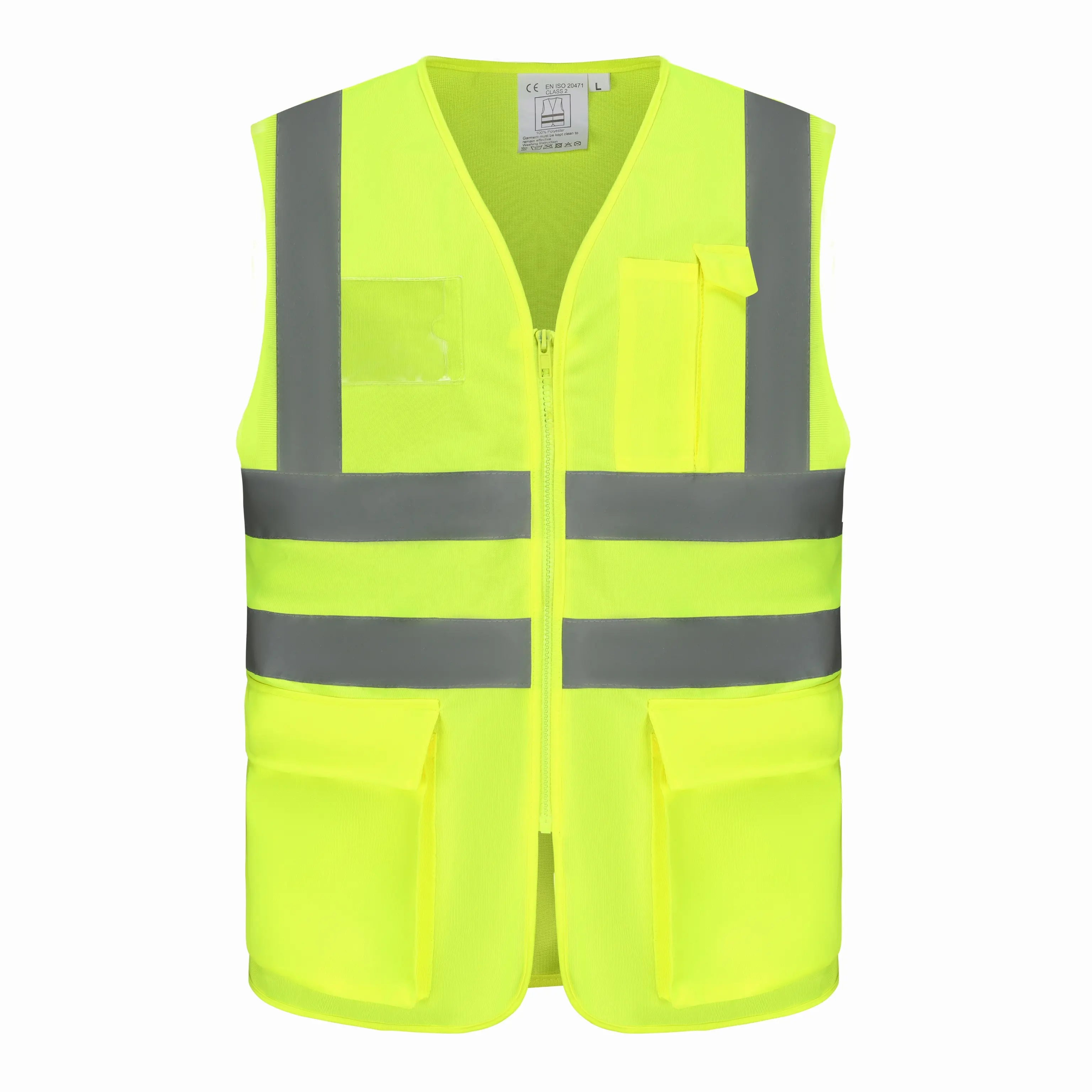 Giacca tinta unita lavorata a maglia gialla ANSI classe 2 manica corta per la costruzione t-shirt di sicurezza riflettente abbigliamento di sicurezza hi viz