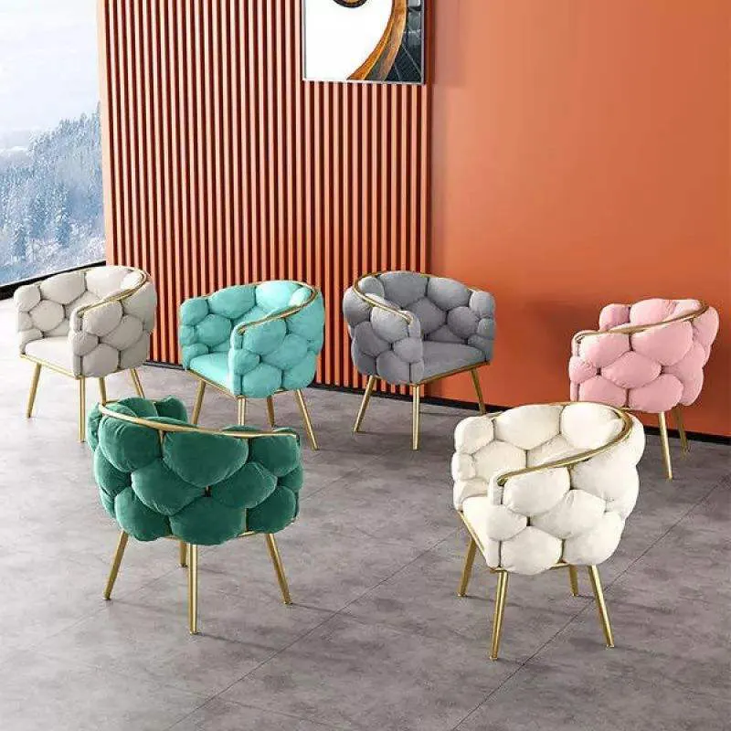 Chaise de maison or luxe pas cher nordique moderne métal tissu canapé ensembles velours aile attente salon accent meubles salon chaises