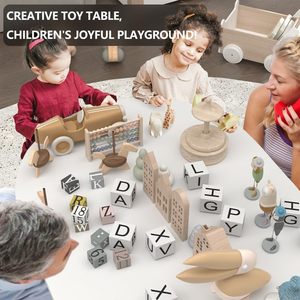 子供のための木製のネスティングテーブルチェアセット遊び活動のための楕円形のデザインの4つの収納スツールRead Craft Kids Teen Storage - Product Image 5