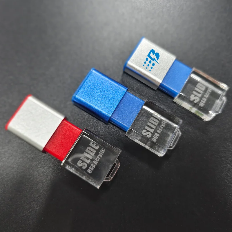Acrílico Usb con luz LED Pen Drive 16GB 32GB 64GB Metal USB Flash Memory Venta al por mayor USB Stick para regalo promocional