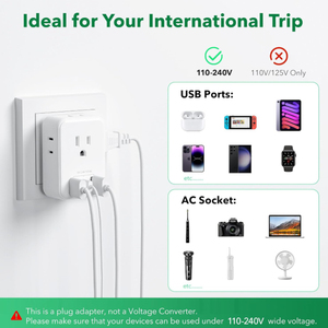 US to UK <strong>Plug</strong> <strong>Adapter</strong>, Type G <strong>Plug</strong> Travel <strong>Adapter</strong> <strong>with</strong> 4 AC Outlets and 3 USB Ports Type C UK Power <strong>Adapter</strong> for USA - Product Image 5