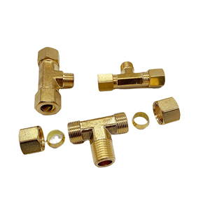 中国工厂1/8 3/16 1/4 5/16 3/8 1/2 5/8 1公2压缩三通连接黄铜配件 - Product Image 1