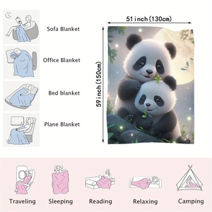 Cute <strong>Panda</strong> Print Flannel Blanket Soft Comfortable Multi-Purpose Custom Size Throw Blanket with Woven <strong>Pattern</strong> Sublimation Print - Product Image 4