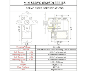 EMAX ES08D II mikro RC Servo plastik dişli RC FPV için 1.8kg yarış Drone uçak Robot uçak sabit kanatlı helikopter modeli bölüm - Product Image 6