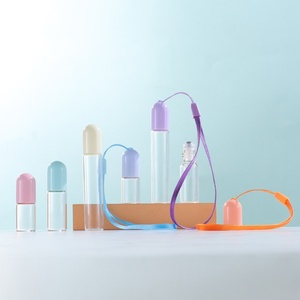 3ml 5ml 10ml Empty Glass Bottle with Stainless Steel Roller Ball Colored Hanging Cap Essential Oil Clear <strong>Perfume</strong> Roll on Bottle - Product Image 1