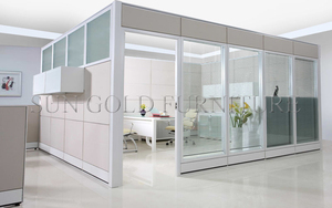 Relocatable <strong>Modular</strong> Aluminum <strong>Partition</strong> Wall <strong>System</strong> with Built-in Doors for Office - Product Image 2