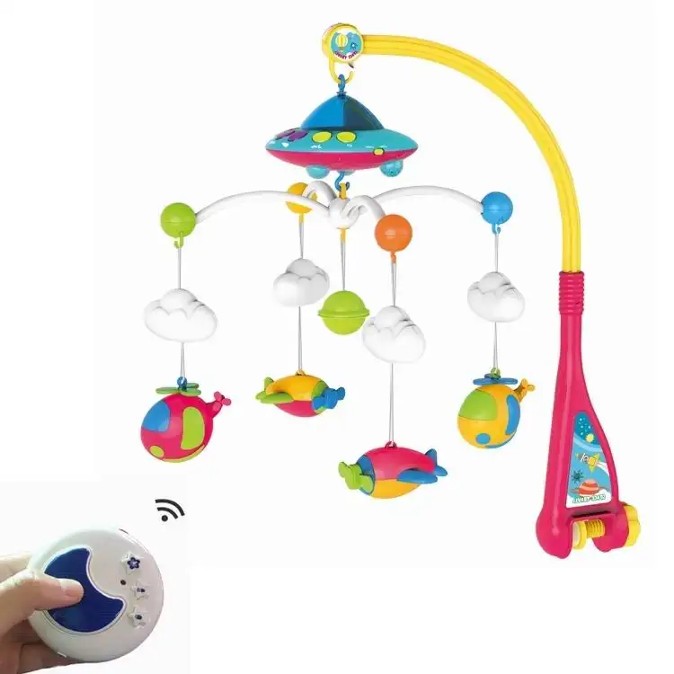 Kunststoff Rotary Fernbedienung Bett Glocke Ring Licht Musik Star Projektion Rassel Hängendes Spielzeug Babybett Mobile Farbbox Unisex