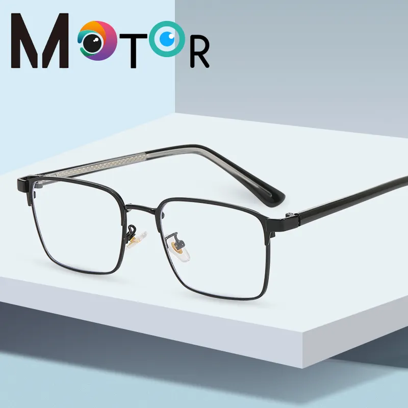 Metal Frame Classic Square Frame Anti-Blue Ray Lens with Myopia Glasses Option