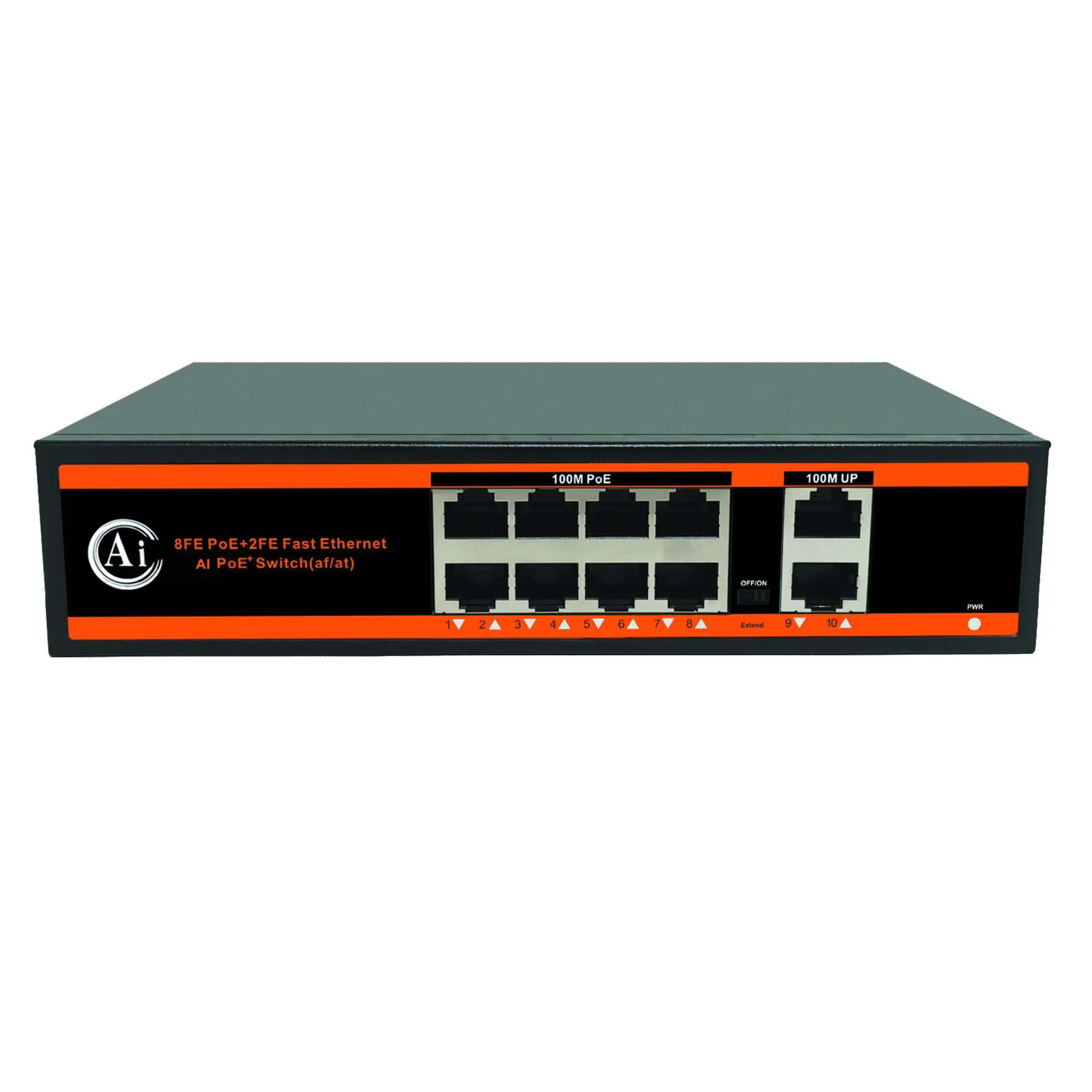 Conmutador de red no gestionado de 10/100Mbps PoE 8 puertos con 2 puertos de enlace ascendente Conmutador Ethernet PoE pasivo 48V