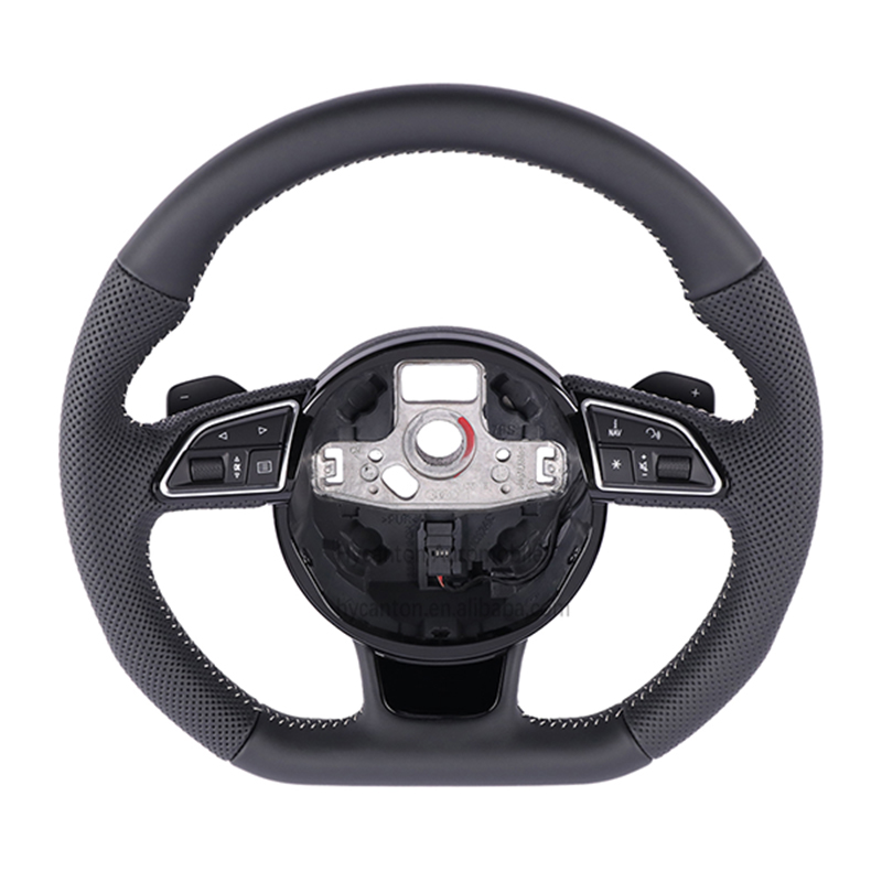S logo+buttons+small paddles+perforated leather