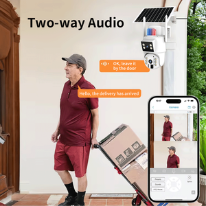 Ubox 6MP Dual Lens Sirene Alarme Detecção Humana 4G Cartão Sim Sem Fio Ao Ar Livre PTZ Segurança <span class=keywords><strong>WIFI</strong></span> 4G Câmeras Solar Powered