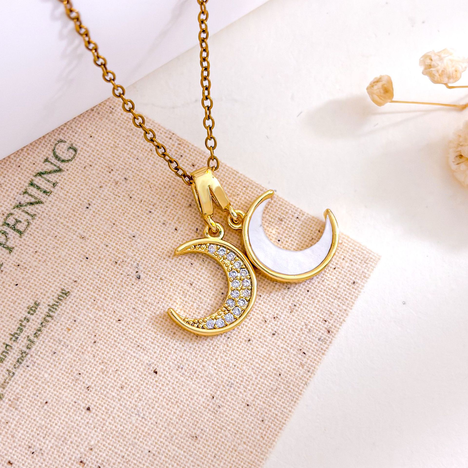 Gold-Double Moon Pendant
