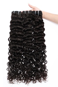 Estensione dei capelli mossi cambogiani crudi non trasformati 100% fasci di capelli umani con prodotti per capelli di alta qualità di colore 1B - Product Image 4