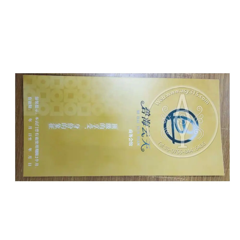 Kartvizit anti-sahte bilet için özel kağıt altın olay baskı bilet hediye sertifikası
