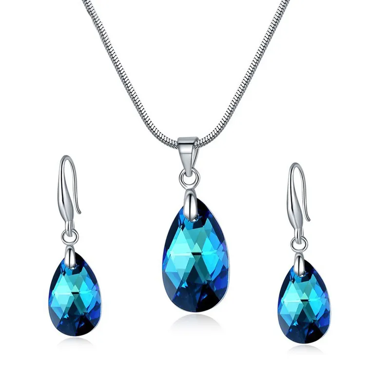 Hermosa-ensembles de cristal autrichien, collier avec pendentif, boucles d'oreilles, goutte d'eau, bijoux, cadeaux de noël, nouvelle collection