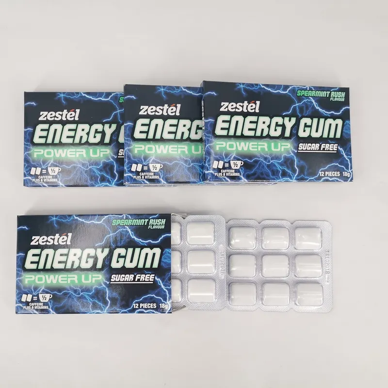 Emballage personnalisé sans sucre chewing-gum énergétique contenant de la caféine fonctionnalité chewing-gum