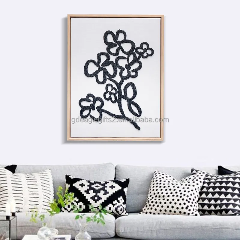 EAGLEGIFTS 3D bordado Floral pintura personalizada planta minimalista cuadro de pared sala de estar decoración arte de pared