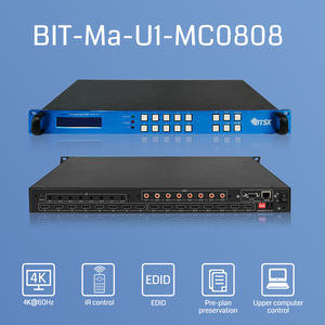 Bitvisus 8x8 4K 60Hz HDMI Matrix Switcher Splitter HDCP2.2/1,4 Smart EDID IR Control RS232 TCP/IP