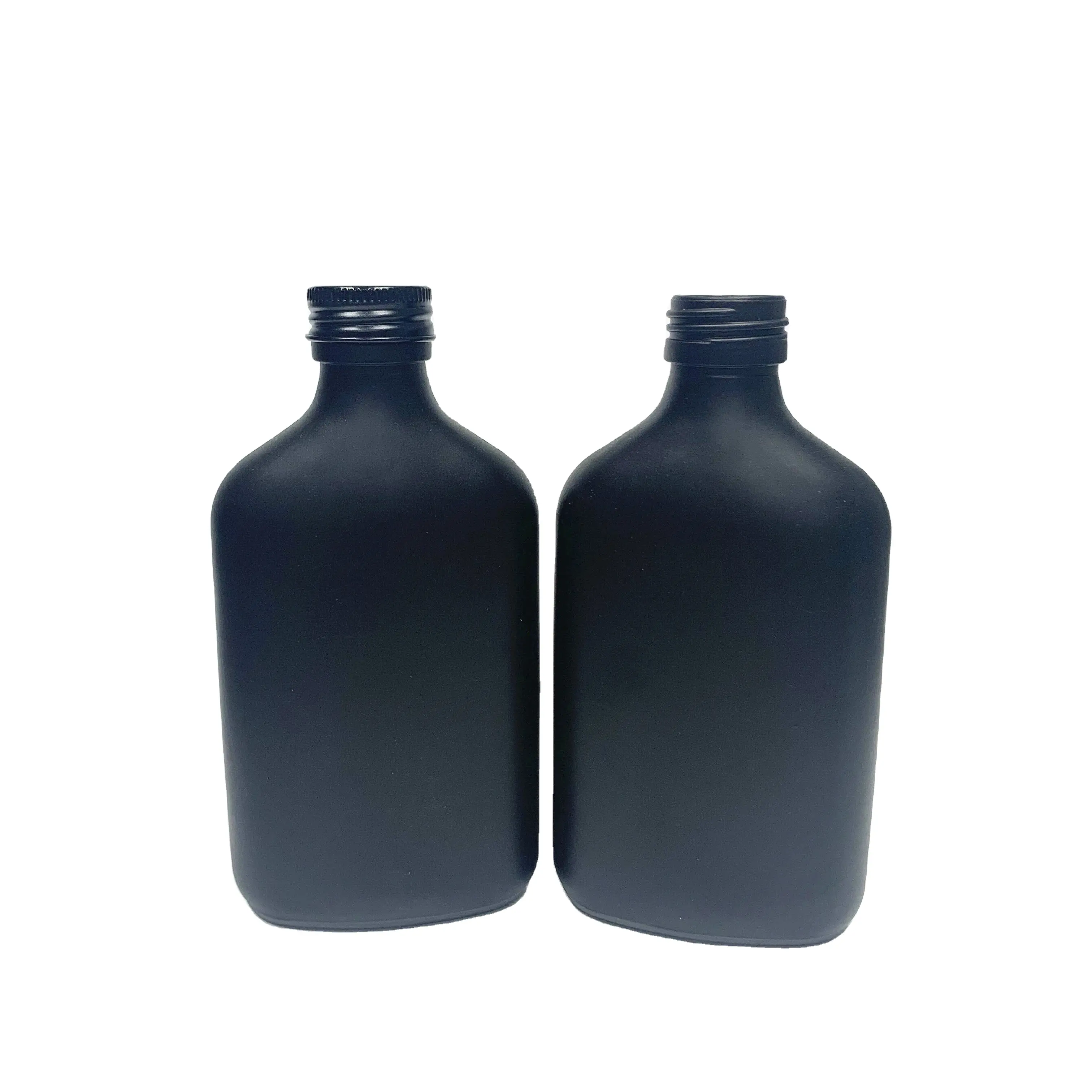 200ml matte black boccetta di design in vetro bottiglia di liquore con cappuccio nero