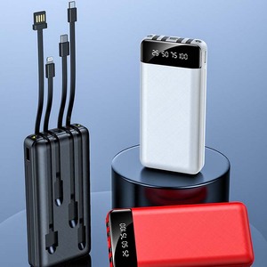 10000mAh Ultra Slim Fast Charger Power Bank 4 <strong>Output</strong> 1 <strong>Input</strong> Digital Display LED Light Built-In USB Cable 18650 Lithium Battery - Product Image 3