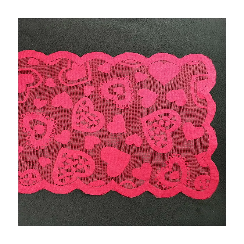 Cojín de mesa de encaje rojo LS729 para el Día de San Valentín, mantel de poliéster, toalla de mesa de encaje, accesorios textiles para el hogar