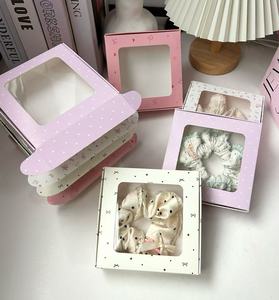 Tùy Chỉnh Kích Thước Và Thiết Kế Logo Các Tông Giấy Tóc Tie Phụ Kiện Satin Lụa Scrunchies Thiết Lập Hộp Quà Tặng Bao Bì Cho Scrunchies - Product Image 2