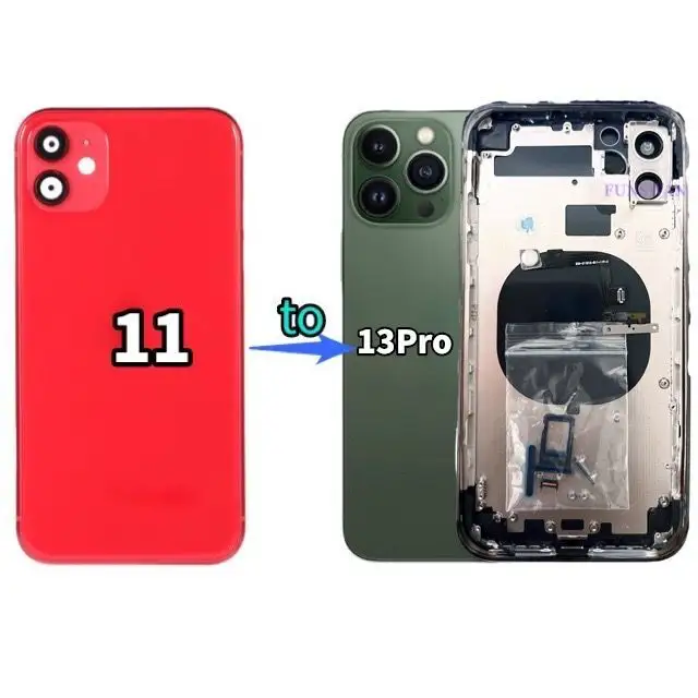 Caixas de celular para iphone 11, converte para 13pro carcaça traseira diy para iphone 11 para iphone 13 pro com logotipo