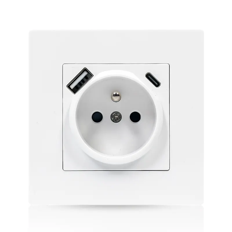 Bianco grigio oro nero presa A muro USB colore spazzolato presa francese incorporata con doppio 5V 2.1A tipo A USB