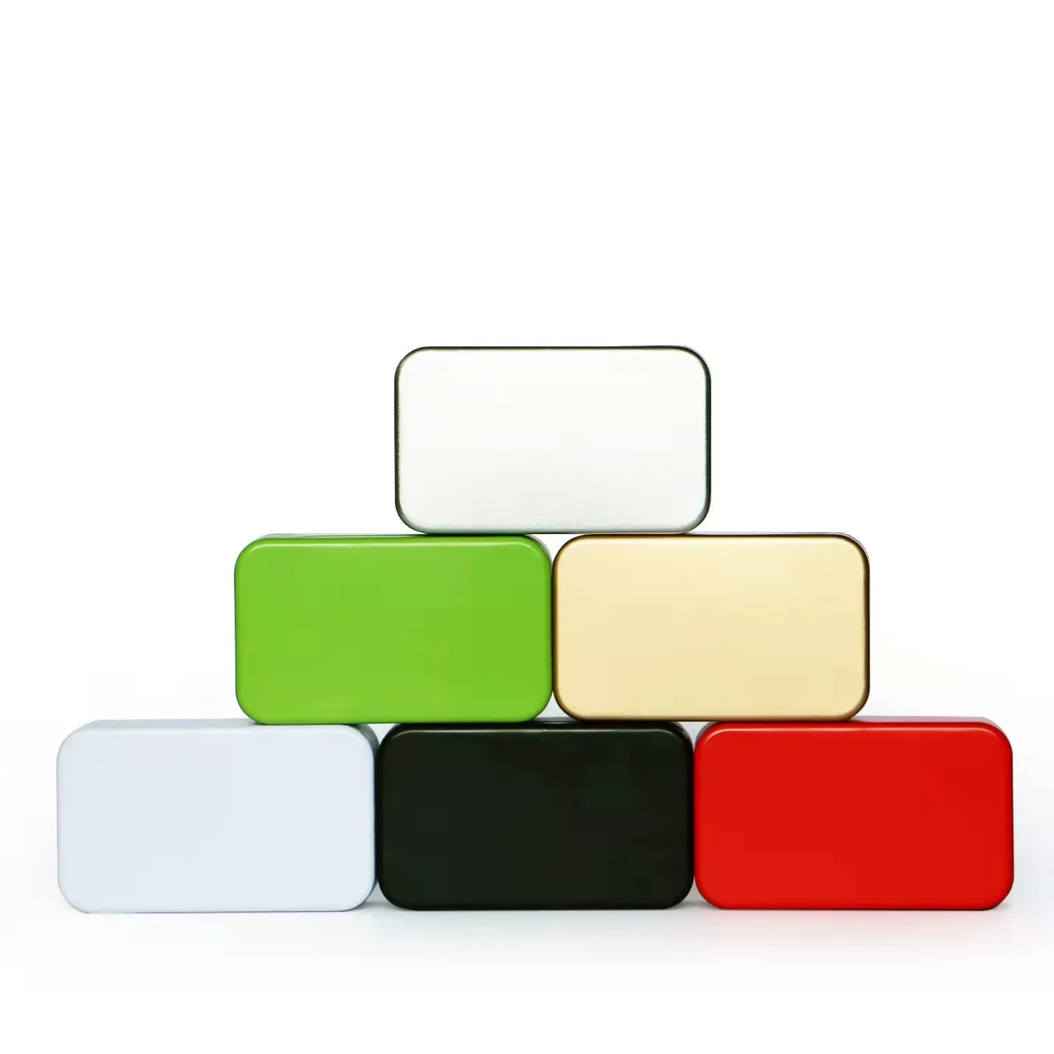 Scatola di metallo rettangolare quadrata colorata con motivo di marca personalizzato