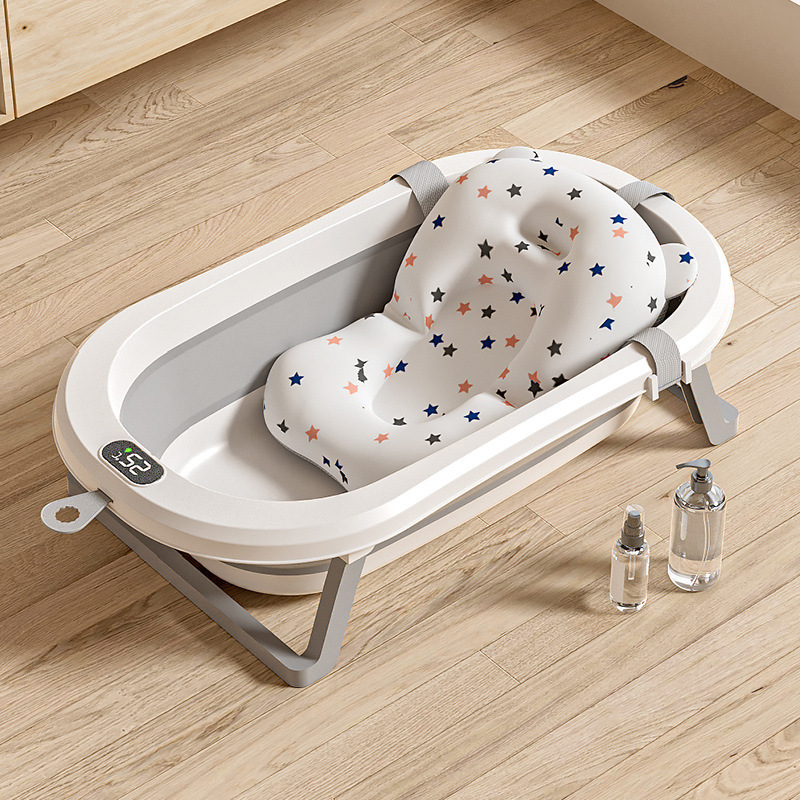 Gris-Vasque simple-avec thermomètre + coussin de bain